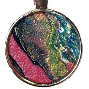 NWOT Wearable Art Necklace, Fluid Art Pendant